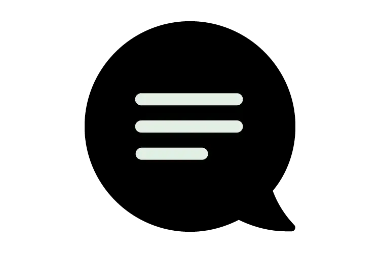 Drei waagerechte weiße Linien auf schwarzem Hintergrund, minimalistisches Symbol des Gesprächs.