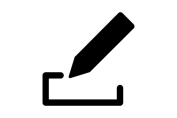 Schwarzes Kugelschreiber-Symbol auf weißem Hintergrund.